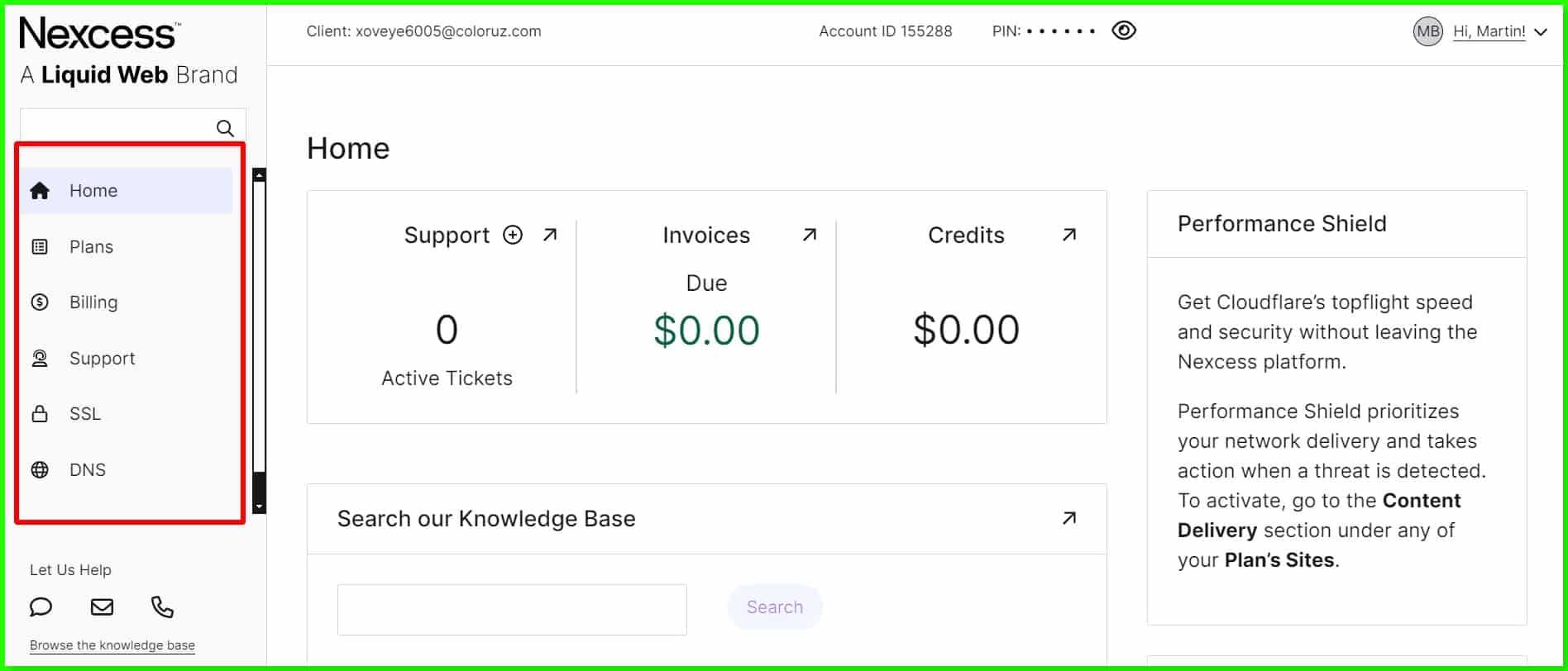 Nexcess dashboard